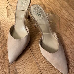 Vince Camuto Nude Heels with Transparent Strap